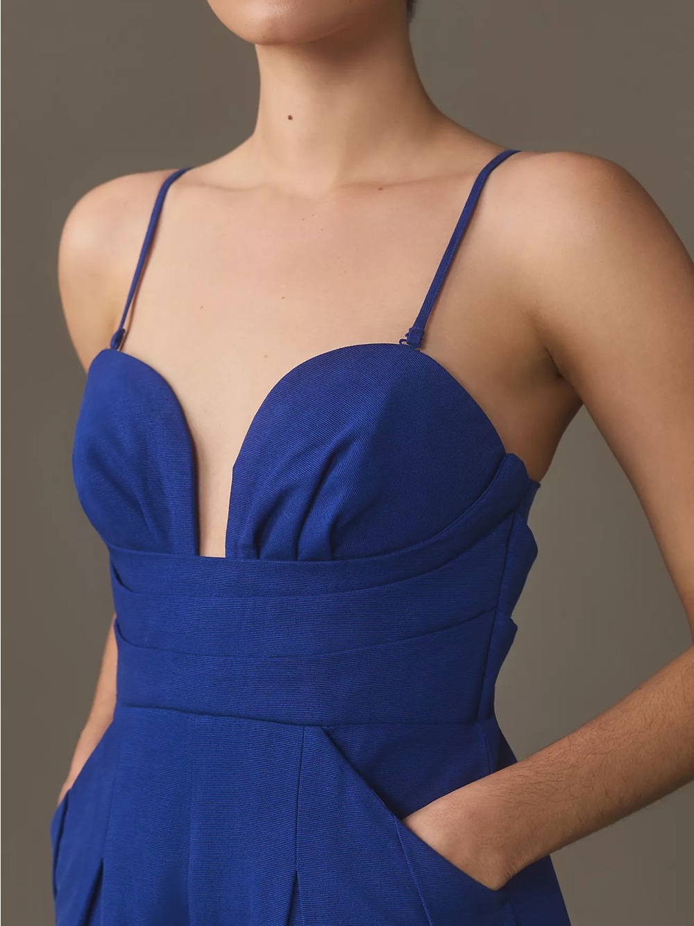 FARM Rio Cobalt Blue Strapless Jumpsuit Sweetheart Bust Size Medium - Picture 2 of 16